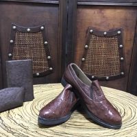 کفش زنانه از چرم شترمرغ در رنگ قهوه ای چرم شترمرغ مخصوص خاص پسندا ضمانت کیفیت و اصالت کالا با دوختی ظریف و زیبایی خاص- کفش زنانه ...